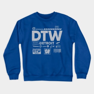 Vintage Detroit DTW Airport Code Travel Day Retro Travel Tag Crewneck Sweatshirt